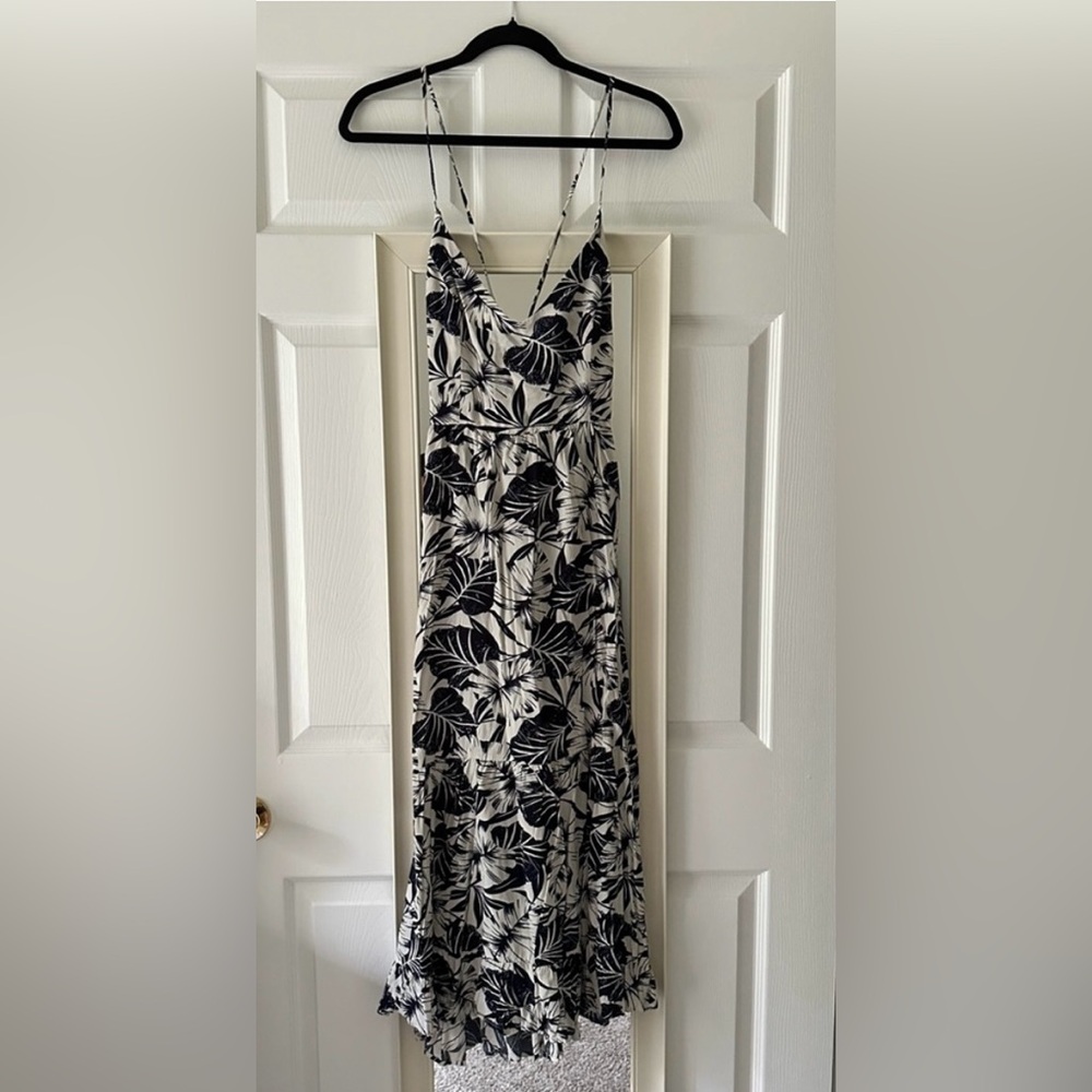 Elegant Black and White Floral Dress